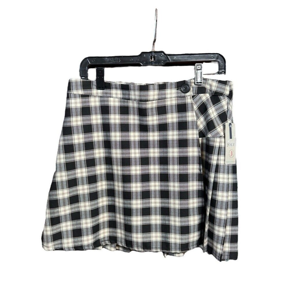 Jolt Plaid Wrap Button Pleated‎ Skirt Women’s Size Large NWT